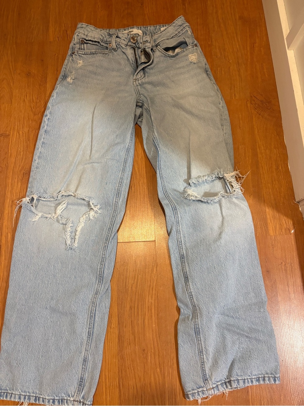 Garage Light Blue Distressed Boyfriend Jeans